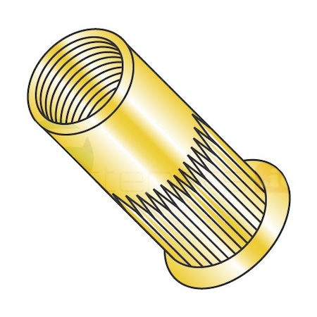 M10-1.5 (Max. Grip 7.9mm) Small Flange Ribbed Blind Threaded Insert/Steel/Zinc Yellow (Carton: 1,000 pcs)